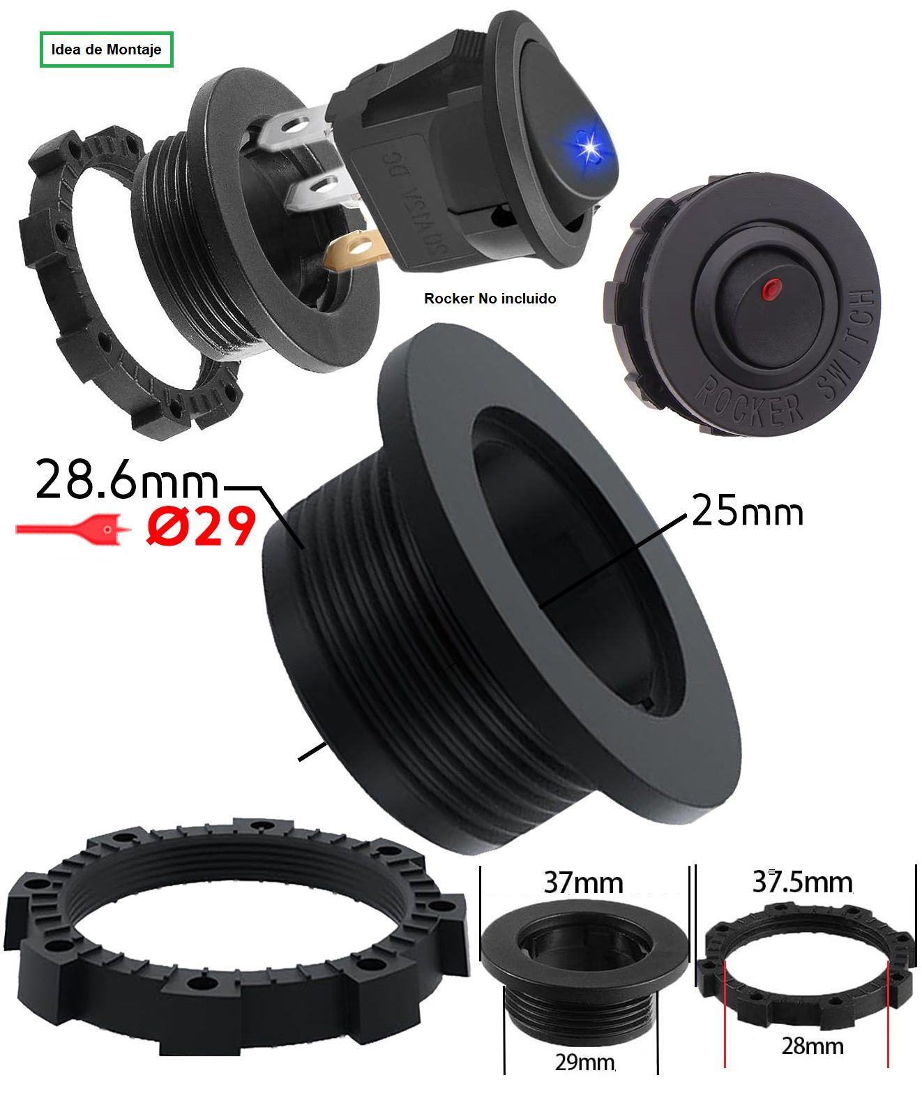 Soporte Base para (Rocker) de 20.2mm